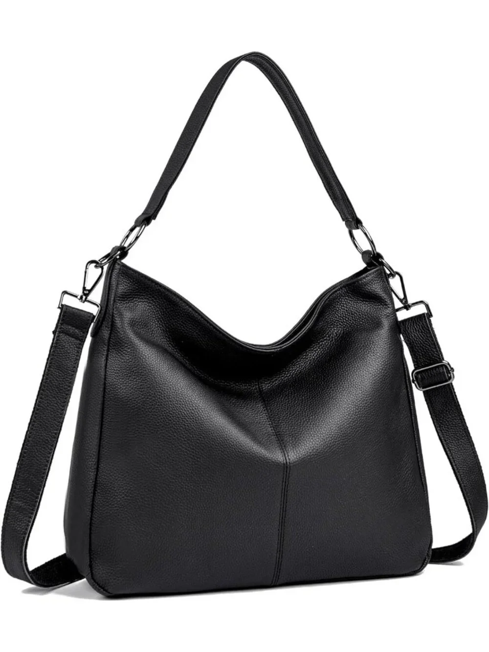Stylish Genuine Leather Hobo Bag for Women, Large Tote with 2 Straps, Crossbody